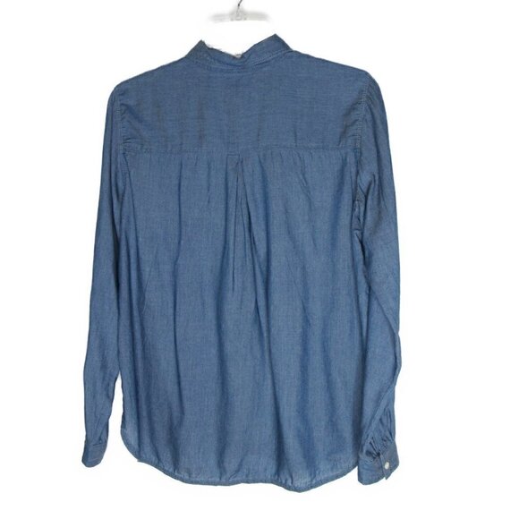 LOFT - The Softened Shirt - Blue Chambray Long Sleeve - Small - Picture 3 of 5
